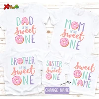 donut sweet one family shirt for girl birthday party matching clothes outfit kids clothes baby jumpsuit custom name shirt outfit