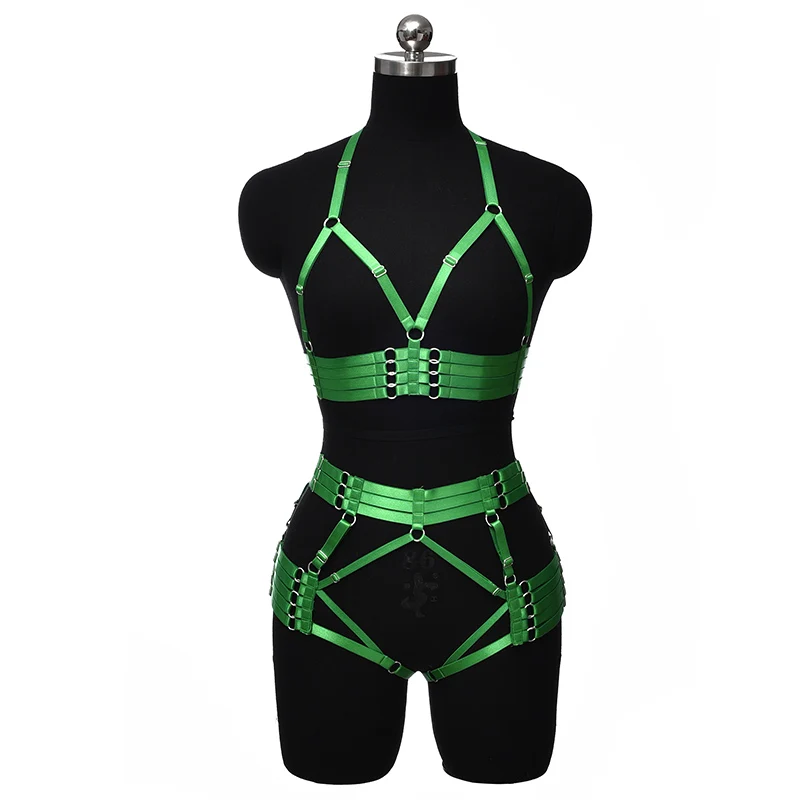 Женское сексуальное боди на бретельках бондажное белье Ажурное готический