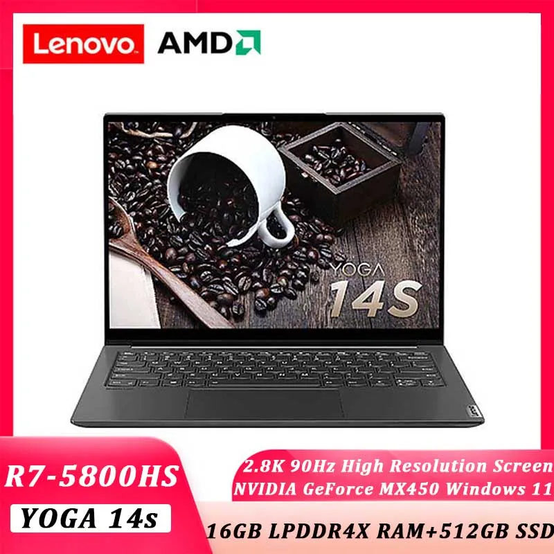 

New Lenovo laptop YOGA 14s AMD R7-5800HS 16GB RAM 512G SSD Backlit 90Hz High Refresh Rate Screen Windows 11 Ultraslim Notebook