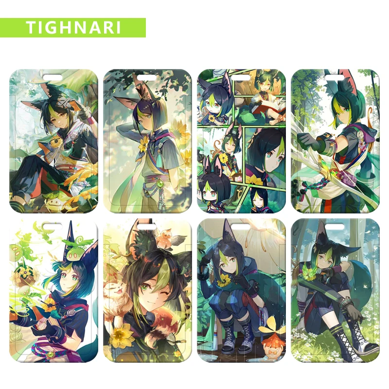 Игровая тематическая серия с изображением героев мультфильма Genshin, держатель для карт для офиса, школы, выставки с короткими искусственными знаками