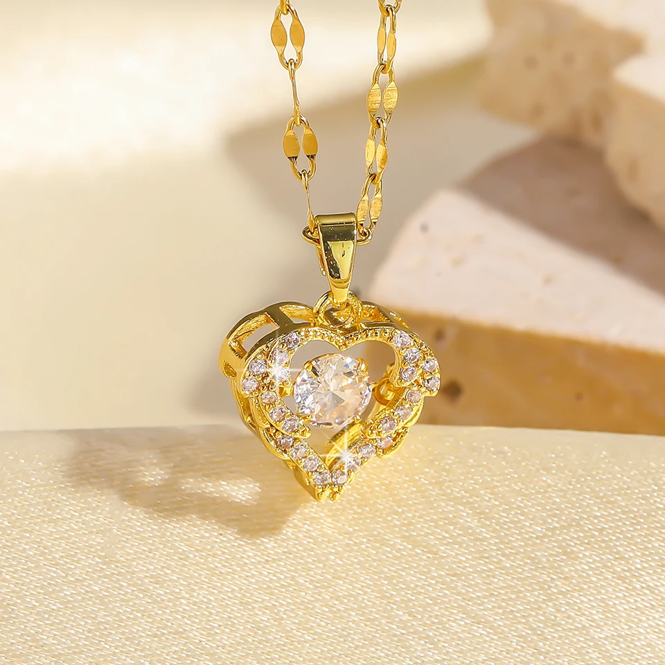 Роскошное ожерелье с подвеской в форме сердца простое из нержавеющей стали