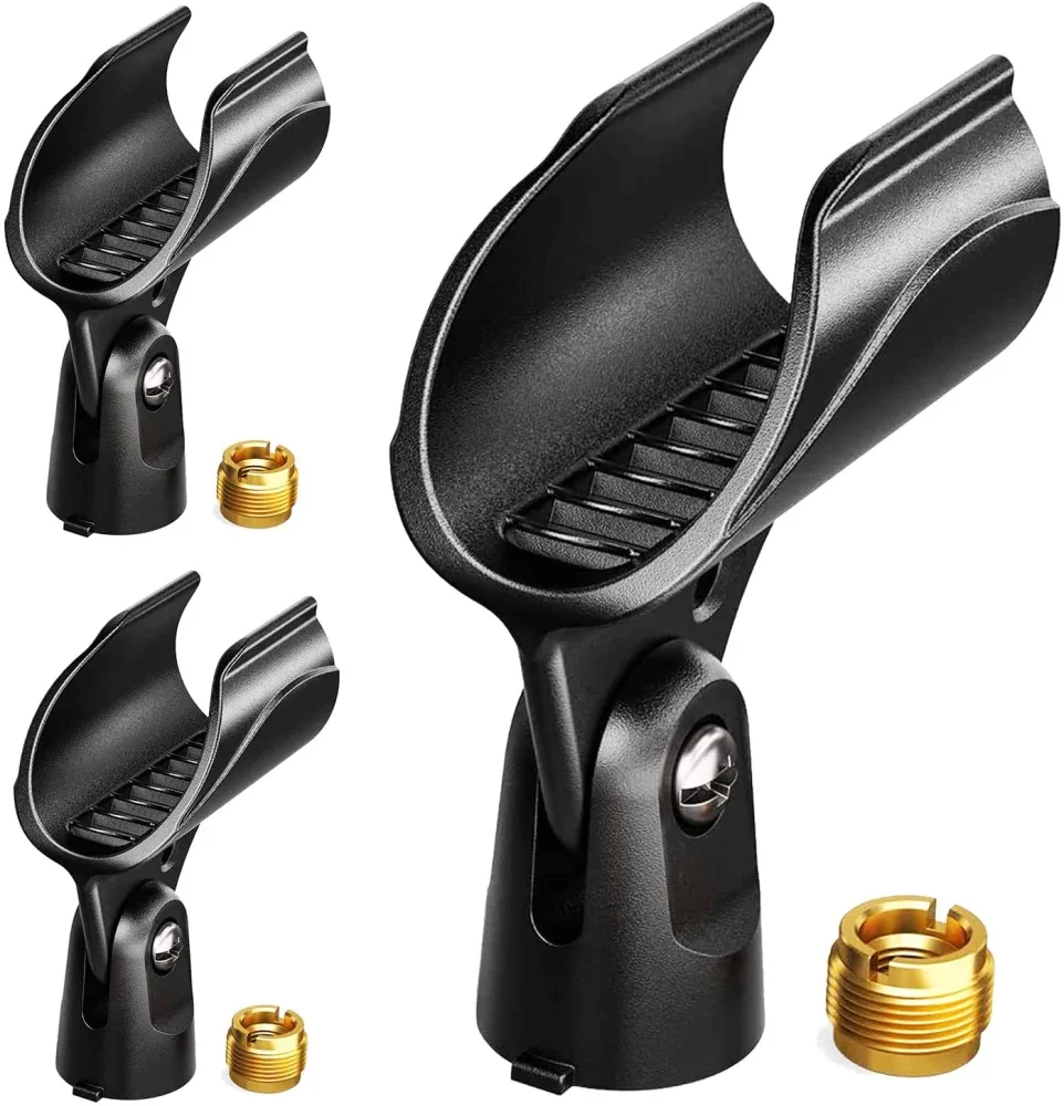 

3-Pack Microphone Clip Break Resistant Stand Adapter for Handheld Wired Mics with ¾' Barrel Diameter 5 Core MC 06 3PCS…