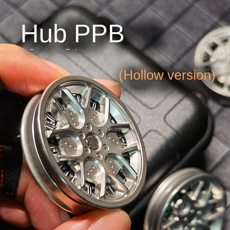 Original wheel hub PPB hollow out stainless steel magnetic coin pushing card Papa coin decompression fingertip toy