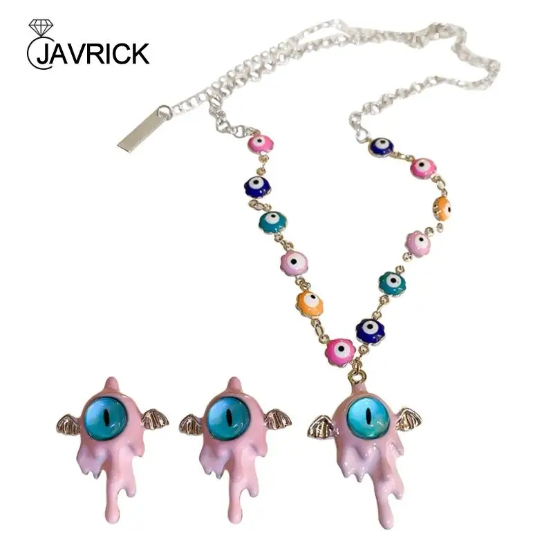 

Evil Eyes Necklace Evil Eyes Ear Pins Sweet and Fashionable Alloy Accessories
