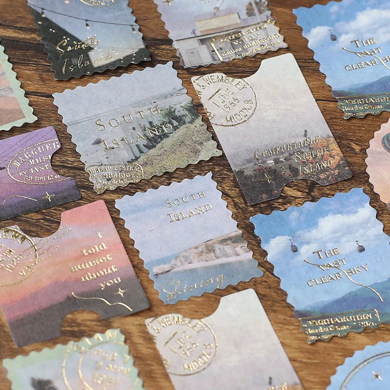 

45pcs/pack Bronzing Stamp Stickers Scrapbooking Journal Planner School DIY Creative Stationary Kawaii Stickers Art Supplies