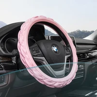 girly steering wheel cover leather car pink interior accessories womens fashion anti skid handlebar cover case 38cm universal