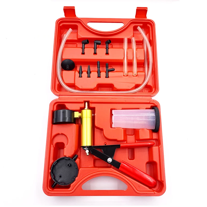 

Hand Held DIY Brake Fluid Bleeder Tools Vacuum Pistol Pump Tester Kit Aluminum Pump Body Pressure Vacuum Gauge Engine Care