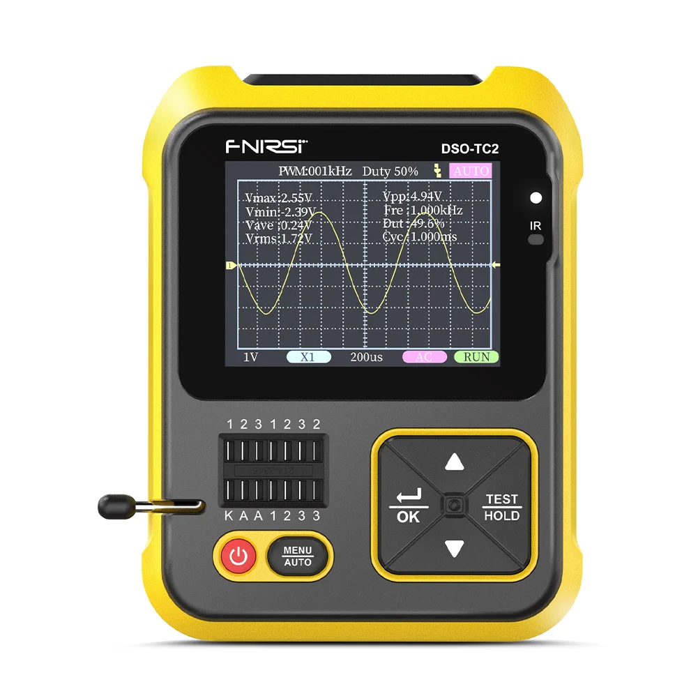 

200kHz Bandwidth Oscilloscope Transistor Tester Digital Oscilloscope 2 In 1 Testing Tool PWM Square Waves Output 2.4Inch Display
