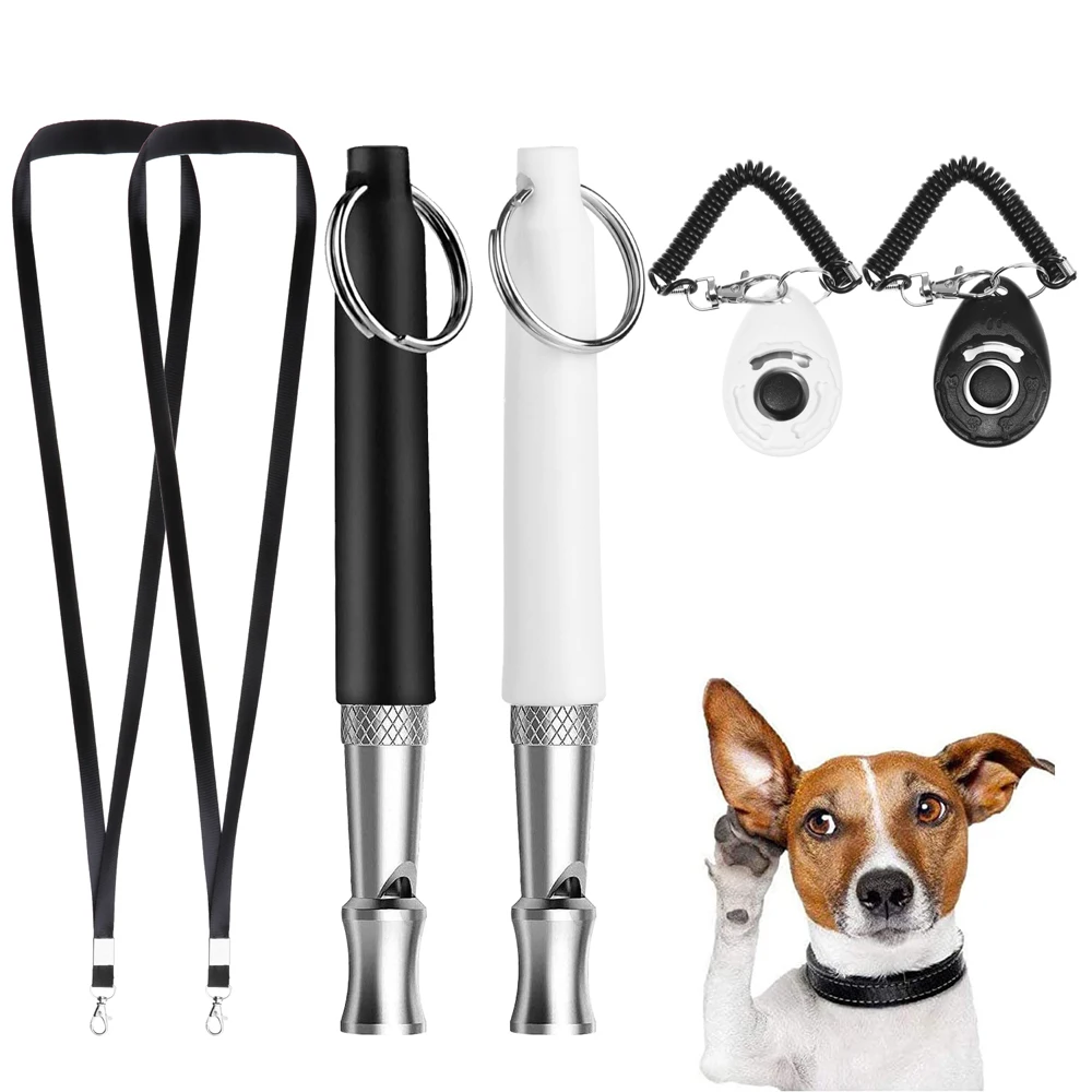 

Silent Ultrasonic Dog Whistle Stop barking Adjustable Pitch Dog Training Whistle with Lanyard Strap and Clicker