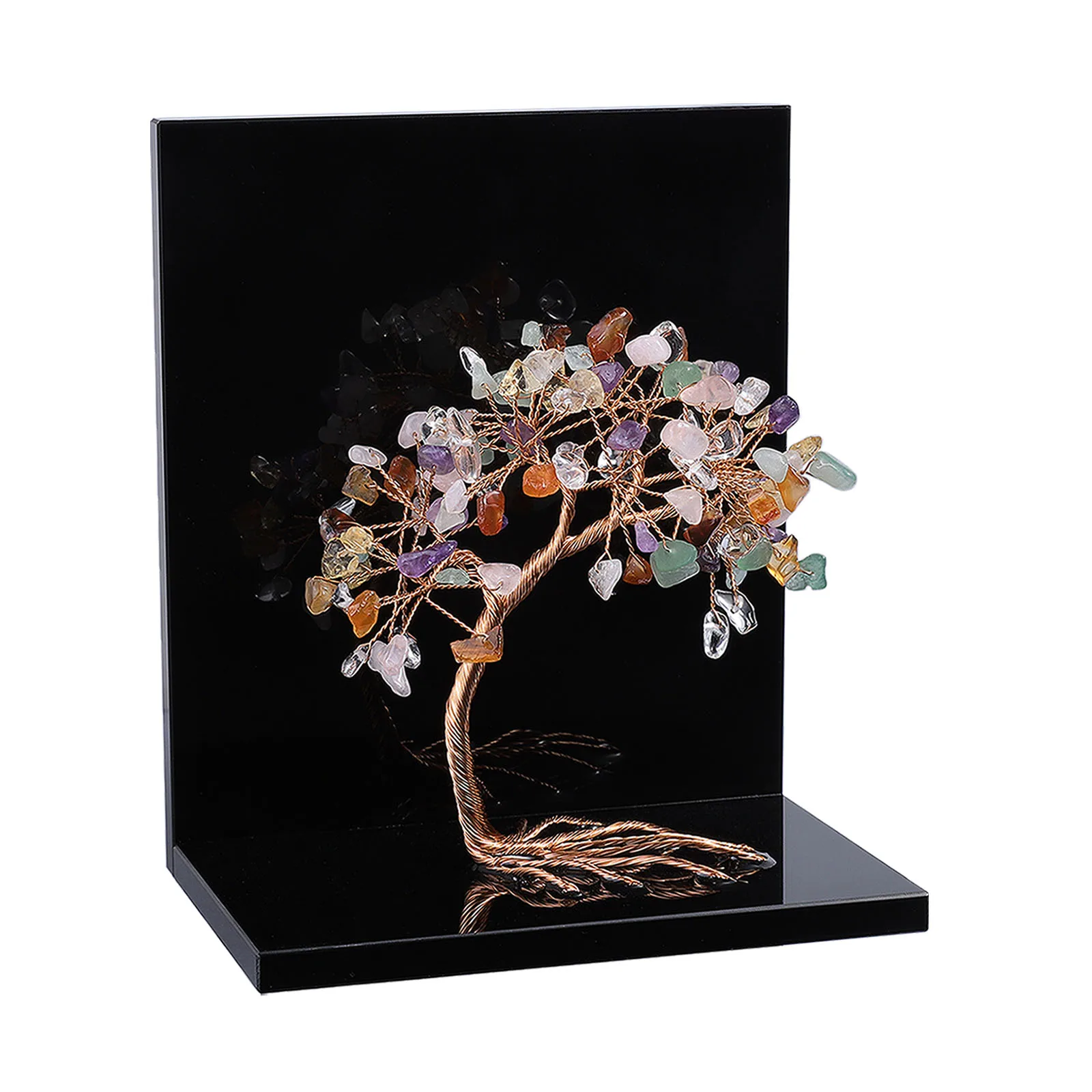 Natural Crystal Money Tree With Acrylic Bookends Book Ends For Shelves Desktop Organizer Home Office 1 Pair