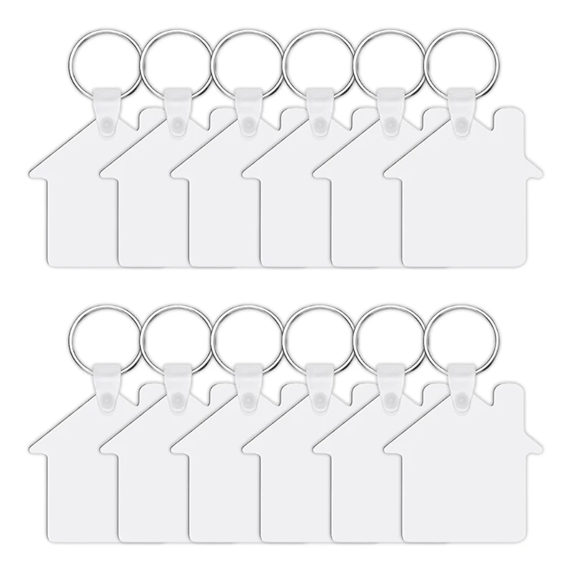 

12 Pcs Sublimation Blank Keychains Heat Transfer for Key Chain Double-Side Printed MDF Keyrings for Key Tags with Split