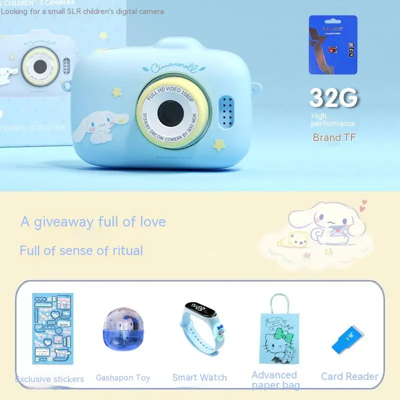 

Anime Kawaii Sanrioed Hello Kitty Cinnamoroll Digital Camera Mini Slr Cartoon Hd Lens Photograph Video Games Mp3 Girls Gift