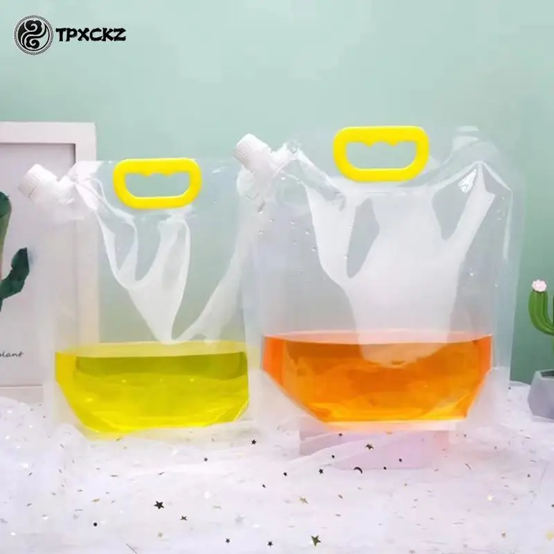 1PC 1/1.5/2.5/10/5L Clear Drinking Bags Drinks Flasks Liquor Bag Plastic Liquor Spout Bags For Beer Heavy Duty Drinks Reusable