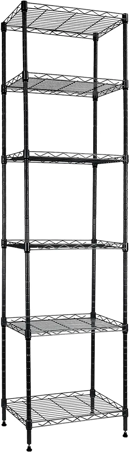 

6 Wire Shelving Steel Storage Rack Adjustable Unit Shelves for Laundry Bathroom Kitchen Pantry Closet (16.8L x 11.7W x 63H)