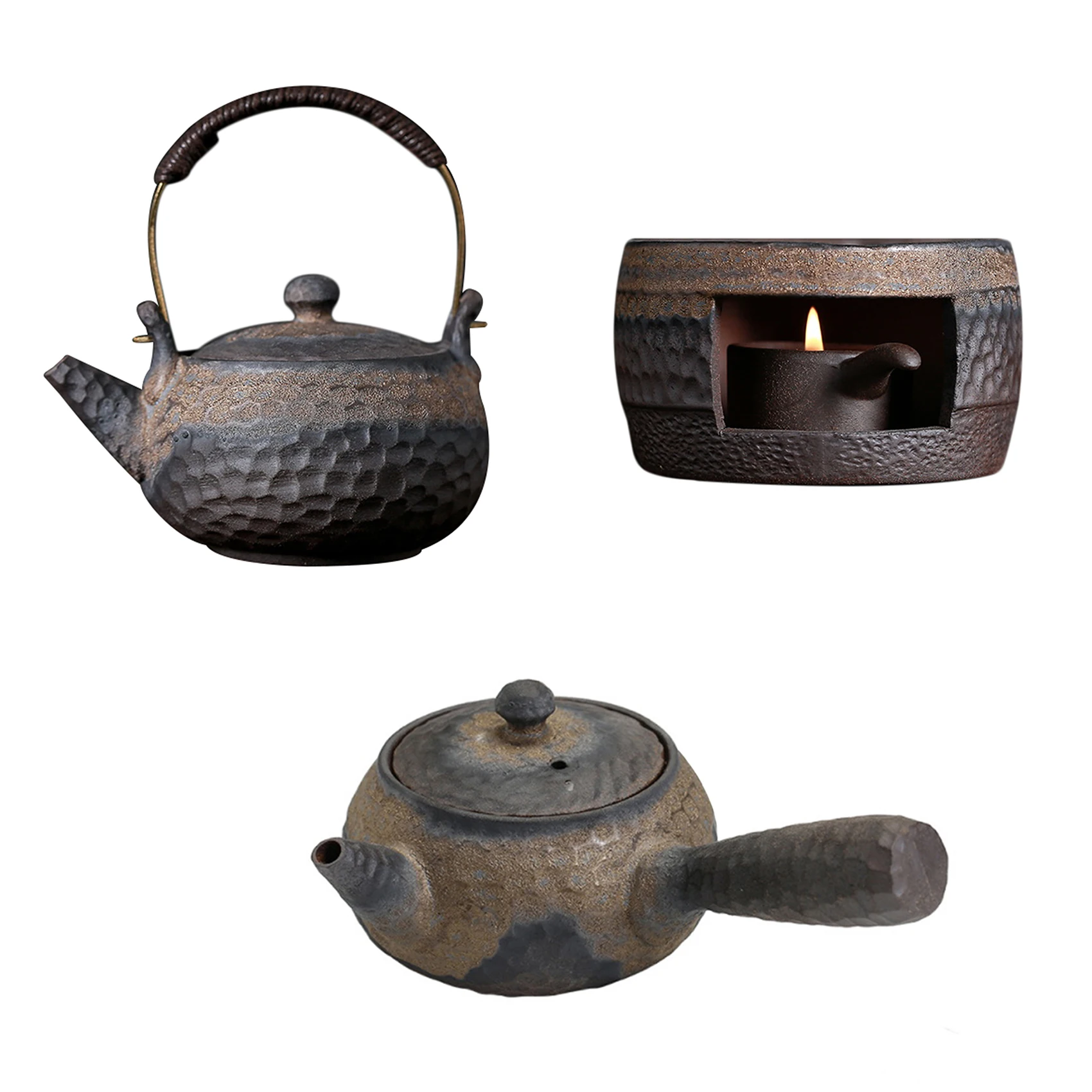 

SEWS-Japanese Coarse Pottery Handmade Teapot Warmer Ceramic Retro Tea Heater Candle Stand Tea Stove Kung Fu Teapot