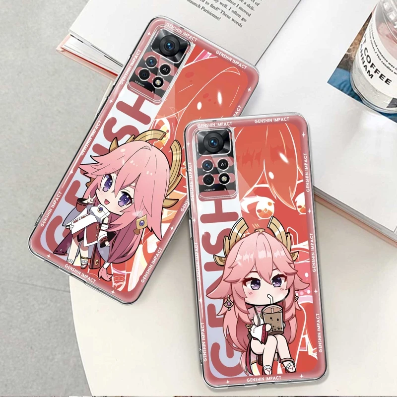 

Модные чехлы Genshin Impact Yae Miko для Xiaomi Redmi Note 9S 7 8 9 10 11 12 4G 5G Pro 10Pro 11T 10S NOTE11 8T