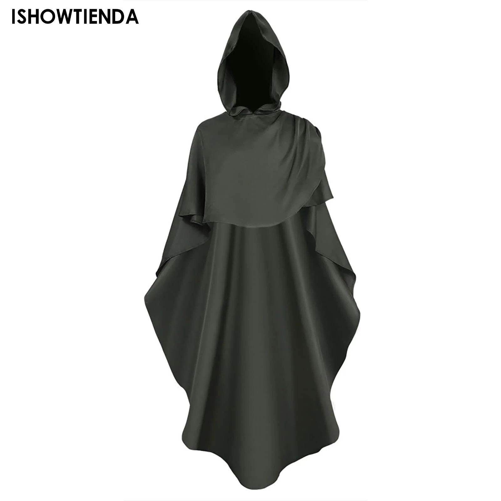 

Medieval Knight Hooded Long Cloak For Adult Cosplay Costume Halloween Cape Horror Wizard Robe Halloween Cocktail Party Costumes