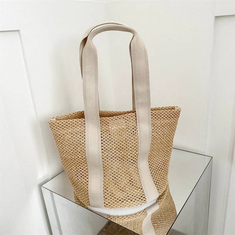 

Summer Straw Beach Bag Handmade Women Commute Bags Rattan Bags Bohemian Casual Shoulder Bag Totes Handbag Holiday Bucket Pack