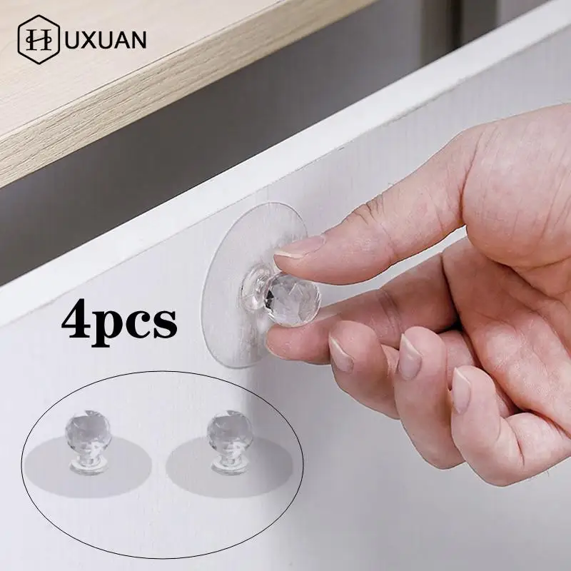

Punch-free Crystal Drawer Handle Diamond Shape Self-Adhesive Acrylic Knobs Cabinet Wardrobe Furniture Pulls Handle Hanger Hooks
