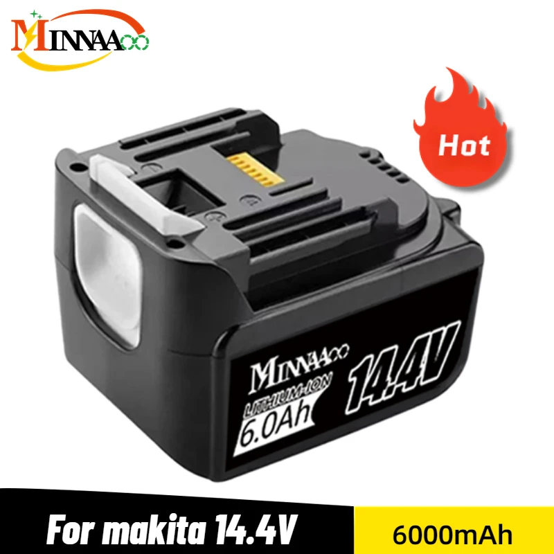 

14.4V 6000mAh Rechargeable Li-ion Battery For Makita 14V Power Tools 5.0Ah Batteries BL1460 BL1430 1415 194066-1