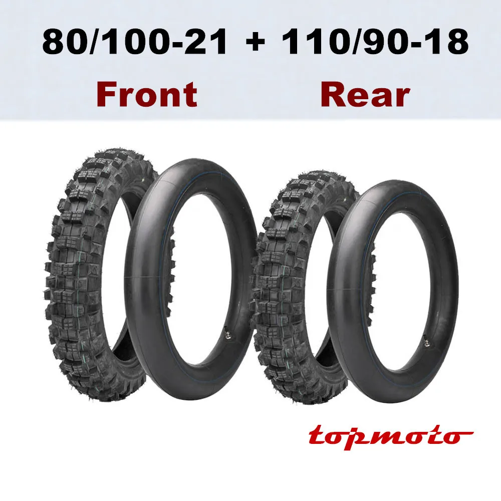 

80/100-21 or 110/90-18 Tyre + Tube Motorcycle Rubber Tire & Inner Tube Pit Dirt Bike For Honda CRF250R YZ250F KX250F