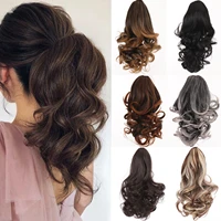 lanlan synthetic short wavy big grab clip ponytail hair extension women black brown ponytail clip in hair tail wig