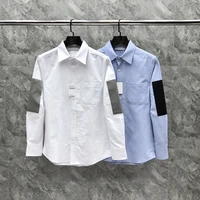 tb mens shirts boutique clothing casual solid oxford white shirt single patch pocket long sleeve regular fit button down shirts