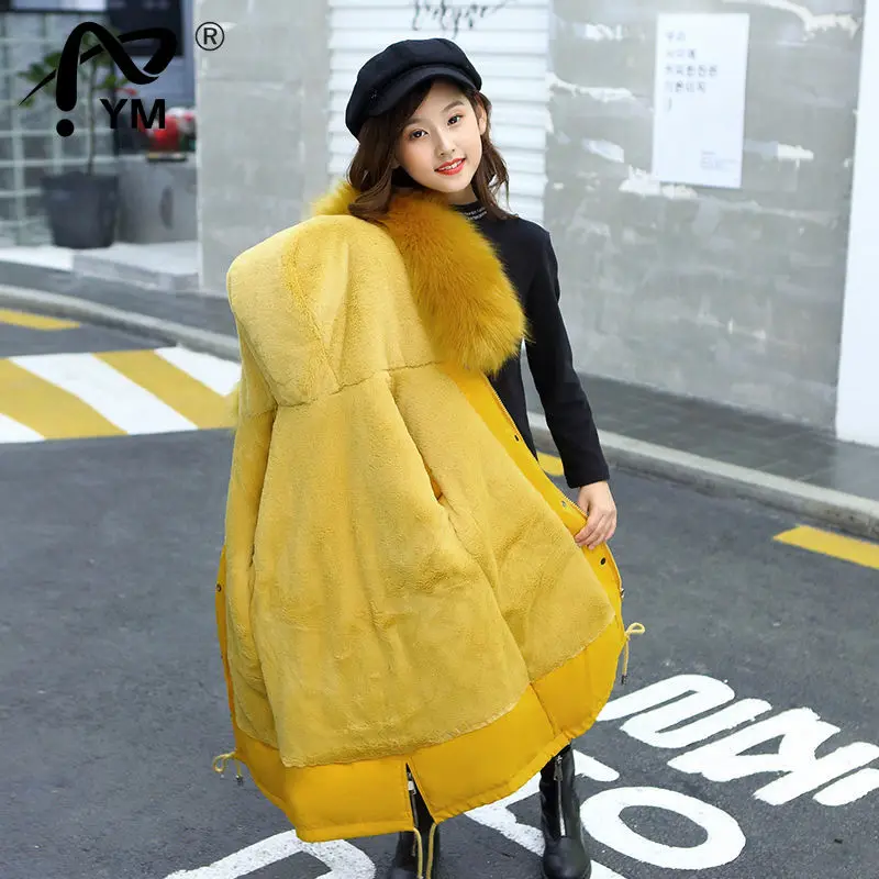 

New 2022Russian Winter Jacket For Girls Plus Velvet Warm Hooded Children Outerwear Coat 7-14 Years Kids Teenage Girls Par