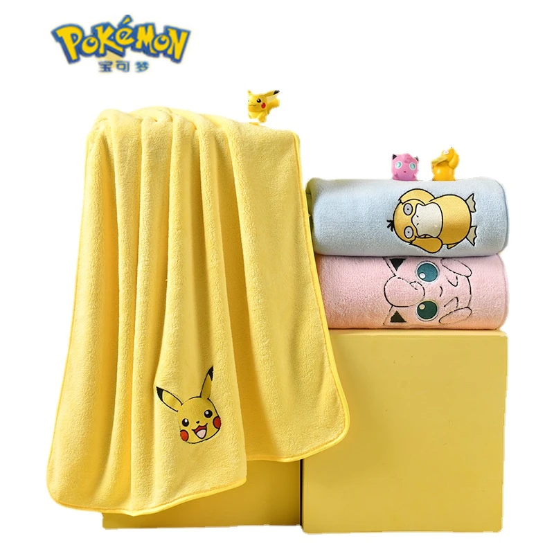 

Pokémon Pikachu Animation Surrounding Children's Cartoon Soft Absorbent Quick-drying Large Bath Towel Beach Towel Jie Liya Towel