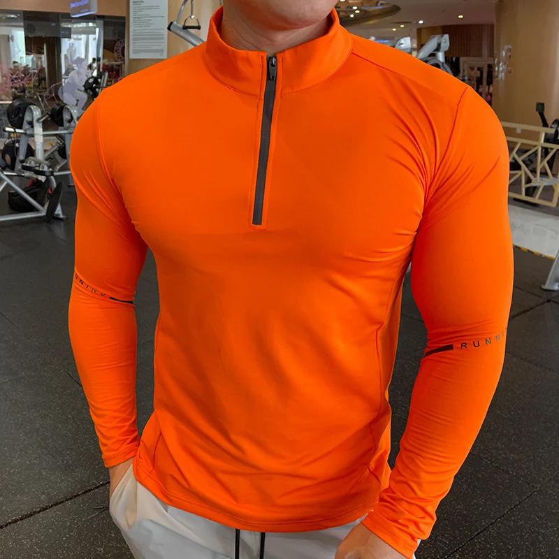 Quick Dry Men Running Long Sleeve T-shirt Fitness Sports Top Gym Training Shirt Breathable Jogging Casual Basketball Sportswear