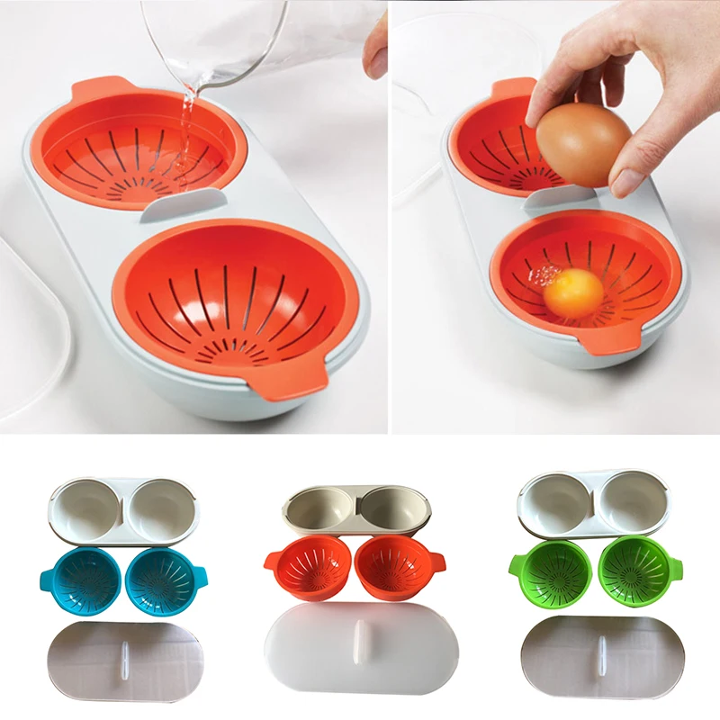 

Microwave Egg Boilers Convenient Kitchen Gadget Egg Cup With Water Filter Basket Household Food Grade PP Boiled Egg Maker