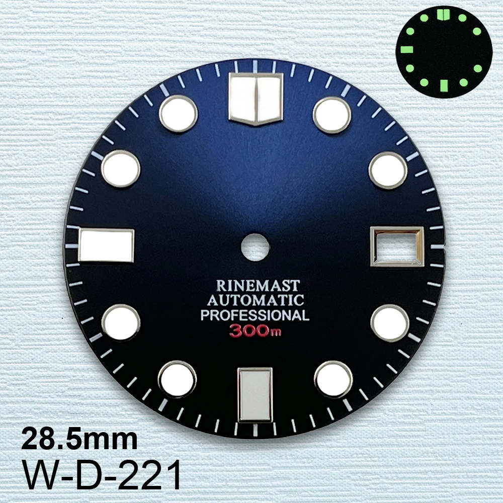 Фото 28,5 мм Высокое качество S логотип NH35 циферблат SUB/SKX007 циферблат подходит для механизма NH35/NH36 зеленый светящийся NH35 аксессуары ﻿ №4