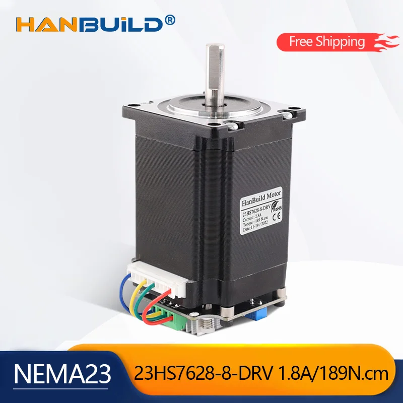 

Двигатель NEMA23 2.8A 189N.cm 23HS7628-DRV с интеграцией привода, подходит для ЧПУ червячного круга окантовки машины