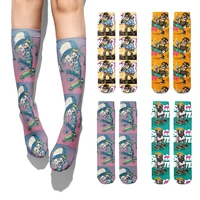 cartoon character skateboard pattern middle tube socks harajuku fashion breathable unisex long socks hip hop trend happy socks