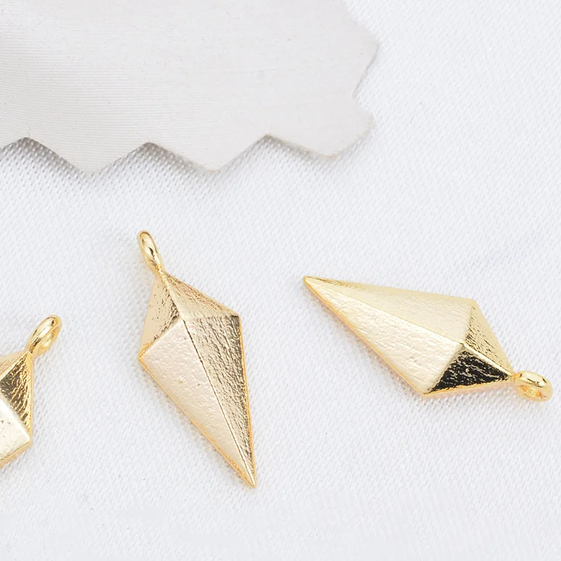 

20PCS Three-dimensional diamond earrings pendant accessories Copper-plated real gold diamonds DIY handmade jewelry accessories w