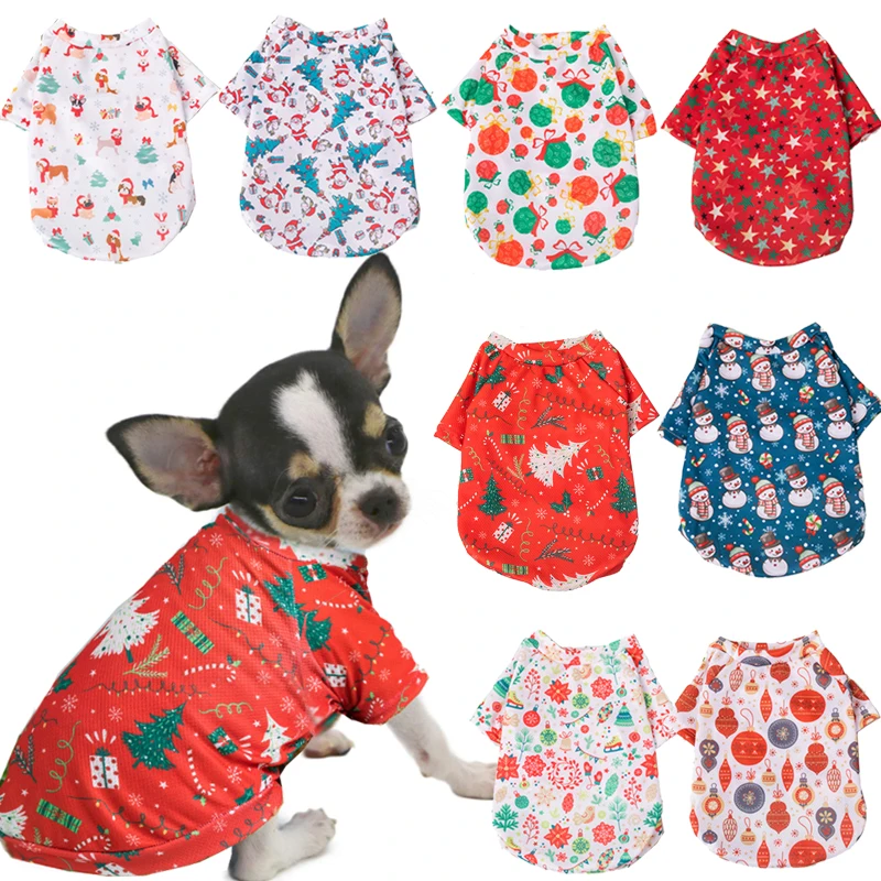 Новинка 2022 Рождественская Одежда для собак футболка с милым принтом домашних