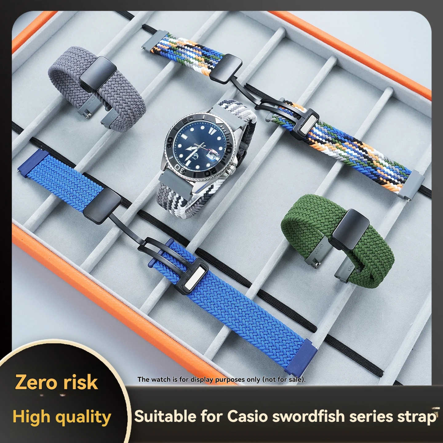 Фото Эластичный нейлоновый ремешок для часов Casio Swordfish MTP-1374/1375 EFR-303L/303D/304 EQB-501 EFS-S500 с магнитной застежкой, 20/22 мм №1