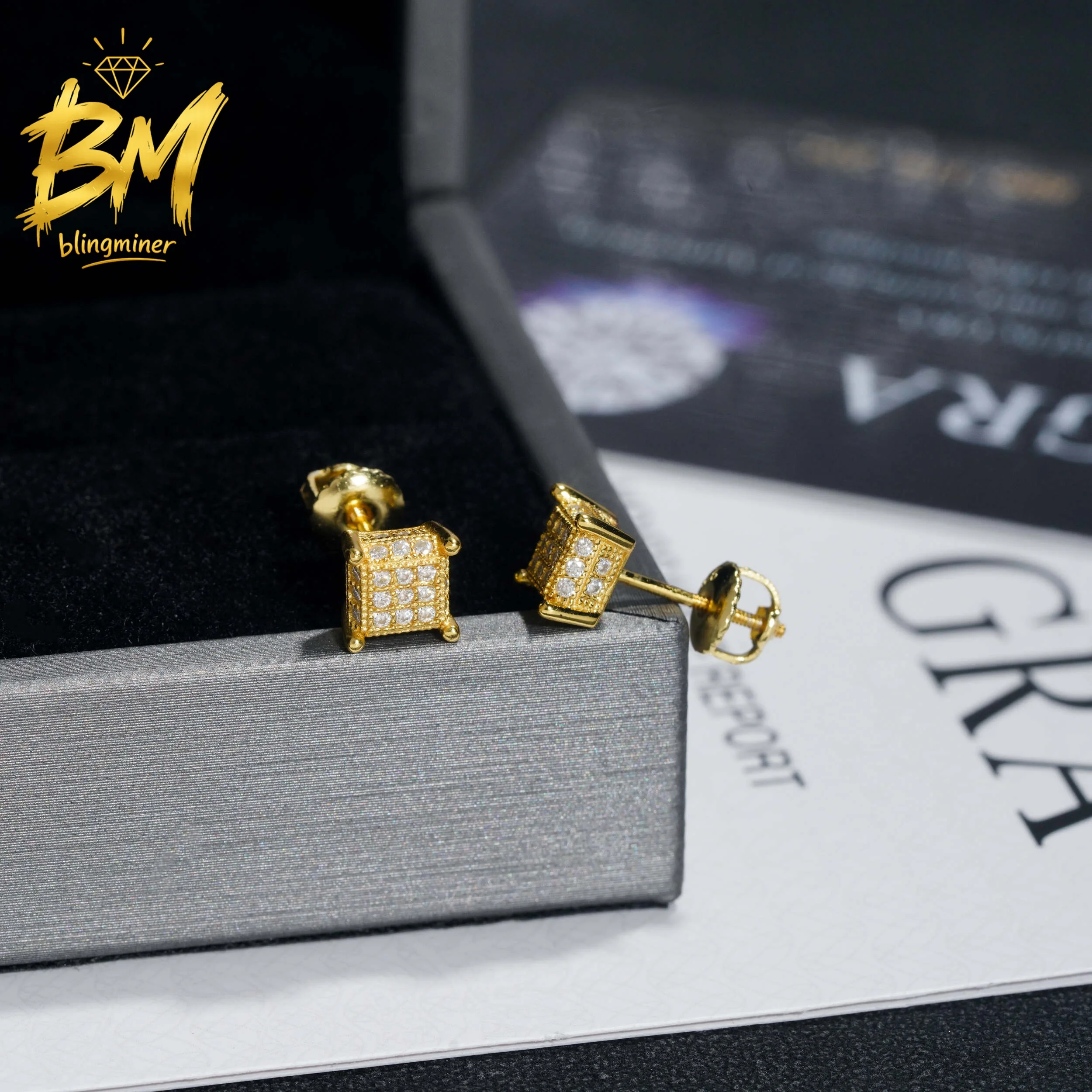Фото Серьги Blingminer Hip Hop S925 из серебра 6 мм с муассанитом VVS для мужчин и женщин, ювелирные изделия, прошедшие проверку на подлинность бриллиантов, бесплатная доставка №4