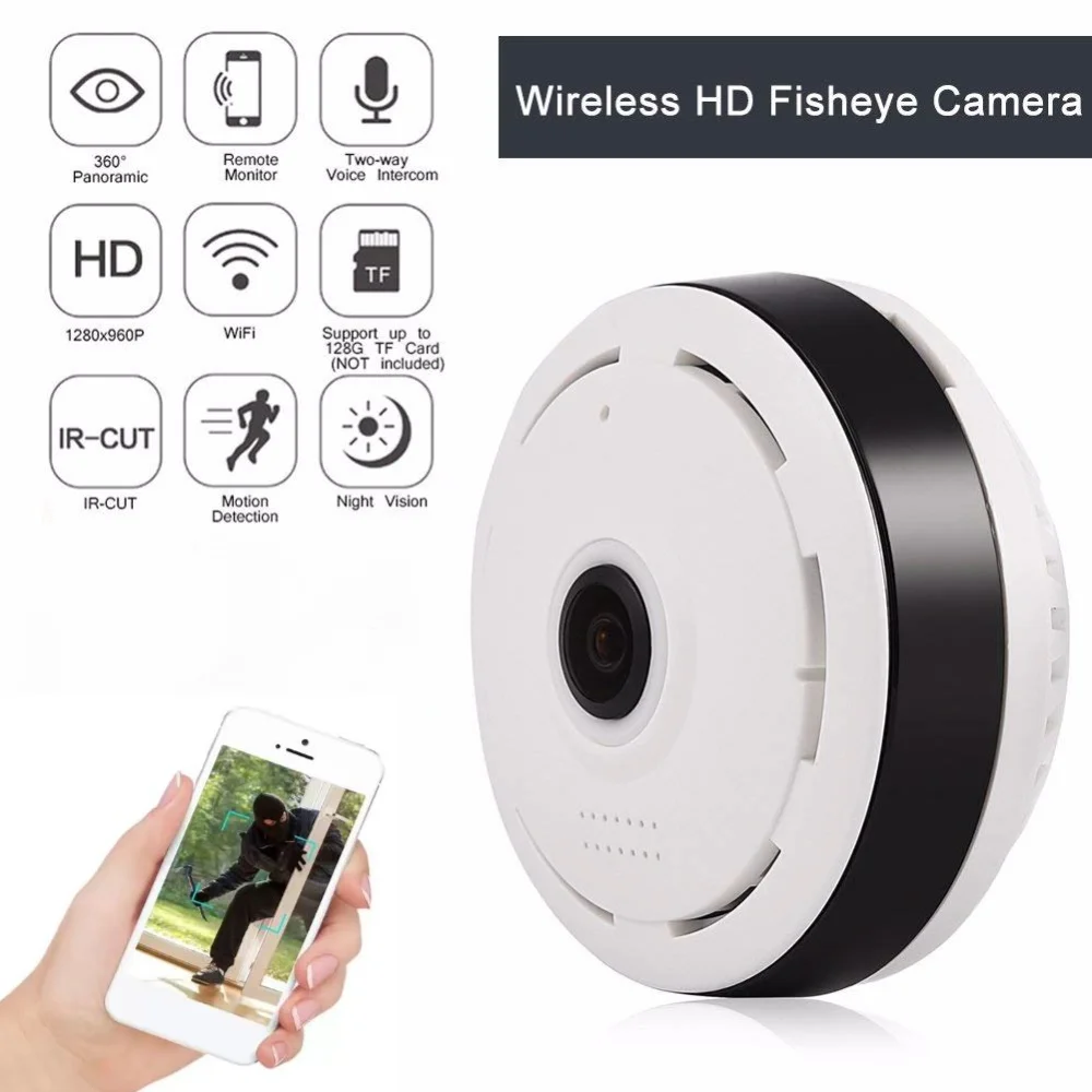 

WiFi Mini Camera Fisheye Panoramic 360 Degree IP Camcorder Smart Home Security Protection Network CCTV Surveillance Webcam