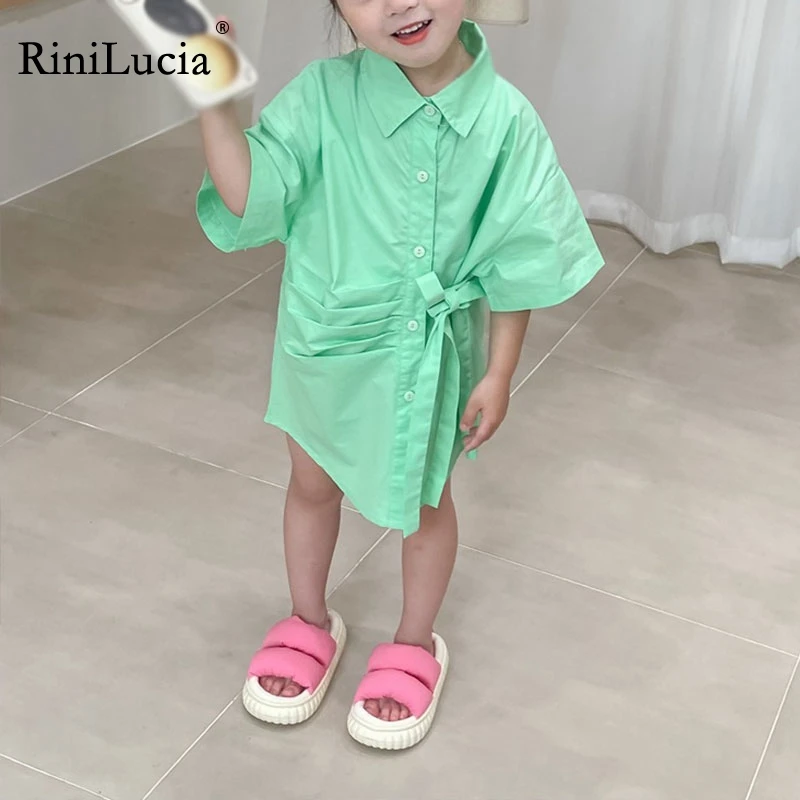 

RiniLucia Cotton Baby Dresses Brief Half Sleeve Knee Summer Girls Clothes Casual Dress For Girl Infant Toddler Girls Clothing