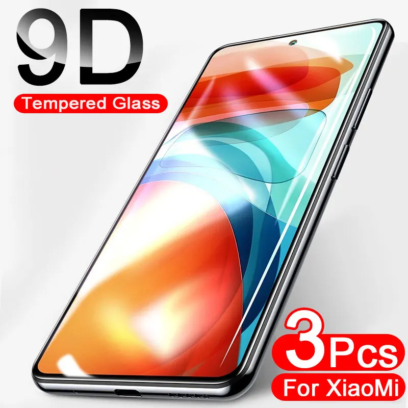 

9D 3Pcs Protective Glass for Xiaomi Redmi Note 10 8 9 Pro Note10 9s 7 6 Screen Protectors for Redmi 9A 8A 7A k30 K20 Pro Glass
