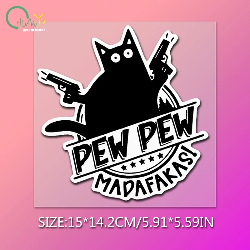 

Виниловая Наклейка Pew Pew Madafakas С Саркастическим Котом И Оружием, Идеально Подходит Для Ноутбуков, Бутылок С Водой