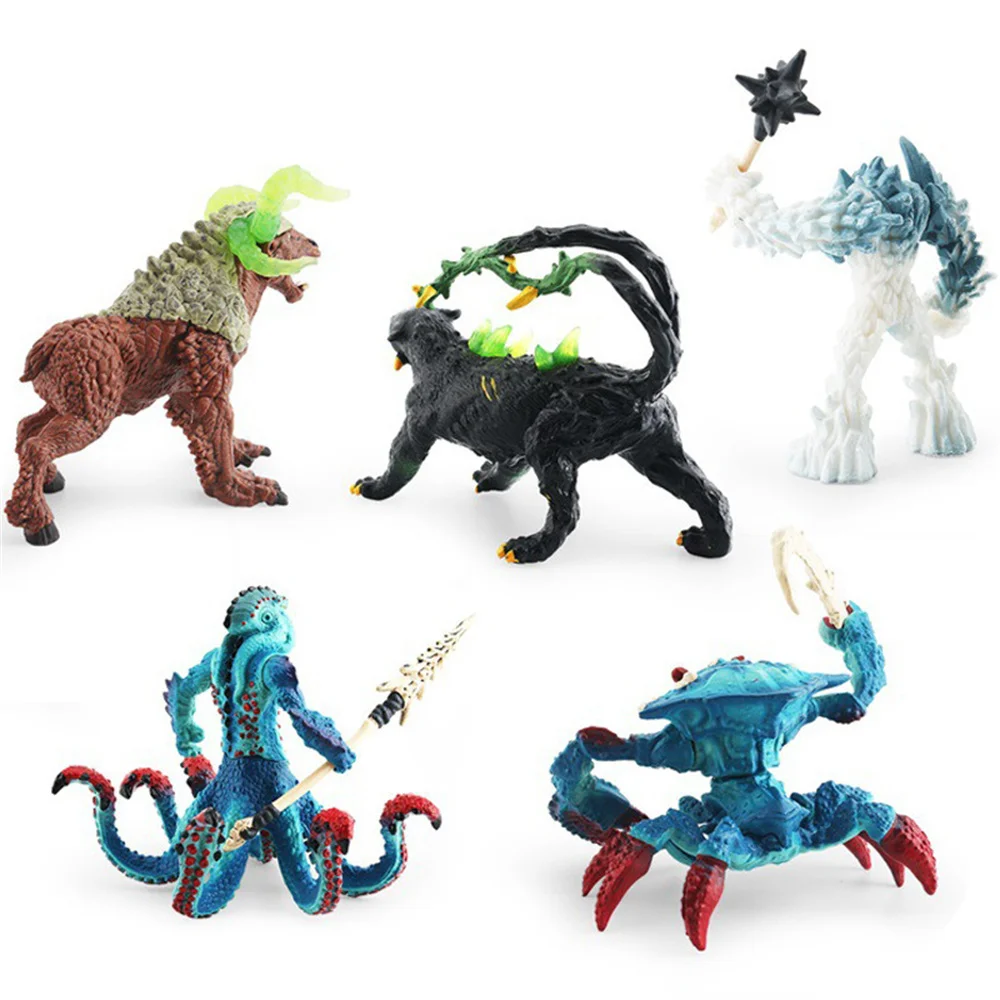 

Marine Water Crab Monster Octopus Ice Monster Figures Animal Action Western Warcraft Warrior With Weapons Miniature Toy Kid Gift