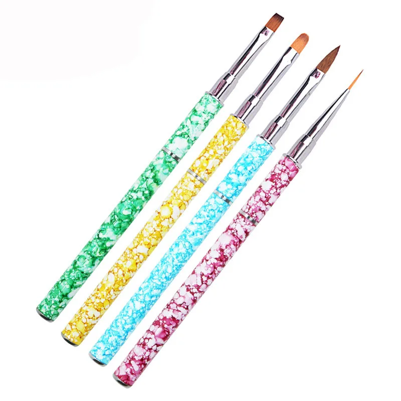 

4 Type Graffiti Broken Porcelain Crystal Carved Brushes Nail Liner Pens Painting Drawing Flower Brush Extension Manicure Tool
