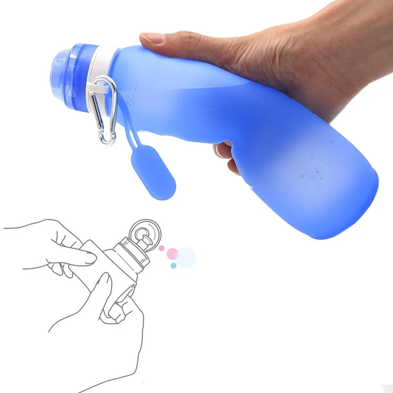 

600ml Collapsible Water Bottles Silicone Folding Cup Reusable Leak Proof Bottles Outdoor Travel Hiking Portable Drinking Cups