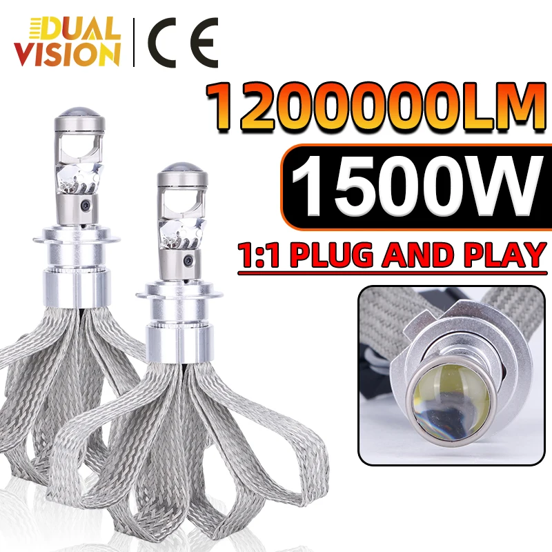 

1500W H7 Bi светодиодный мини-объектив проектора 1200000LM 9054 CSP H4 H11 H8 HB3 HB4 9005 9006 H9 CAN-шина HD, автомобильные лампы без вентилятора 12 В 24 В