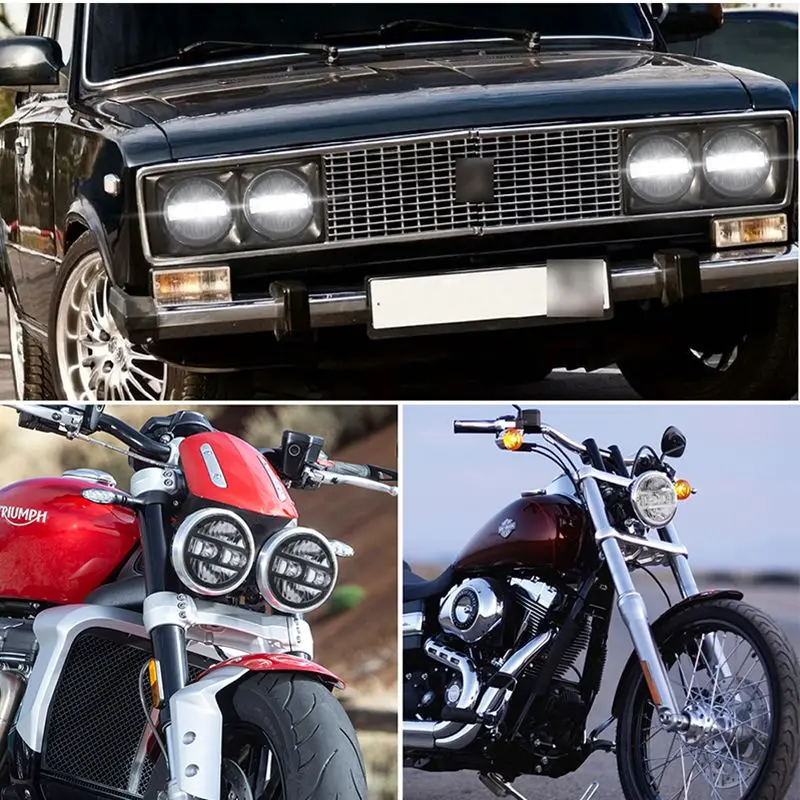5 3/4 &quot5 75 дюйма круглая мотоциклетная светодиодная фара DRL для двигателя Sportster Iron