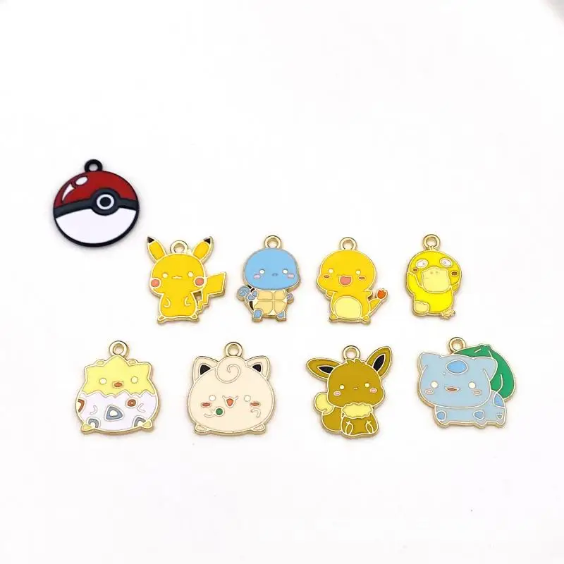 

10Pcs Pokemon Pikachu Cartoon Anime Earring Pendant Diy Keychain Bracelet Alloy Squirtle Psyduck Earring Charm Jewelry Accessory