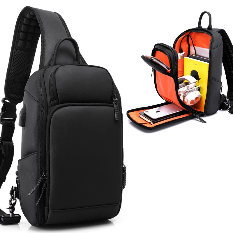 

Сумка кросс-боди Мужская водонепроницаемая, саквояж на плечо с USB-зарядкой, мессенджер для путешествий, Повседневная нагрудная сумочка