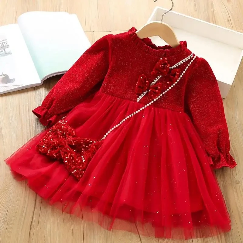 

Girls' Baby Long Sleeve Dress 2024 Spring and Autumn New Children's Fashion Mesh Princess Dress Children's Clothing